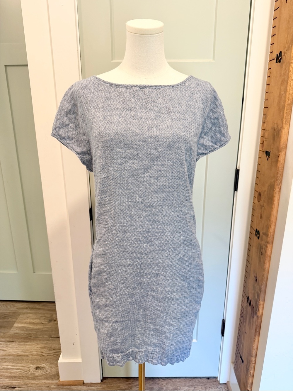 Eileen Fisher Shift Dress Organic Linen Costal Natural Fiber - Picture 2 of 6